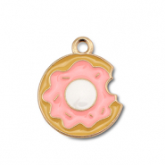 Ciondoli di metallo smalto donut oro-rosa pesca-marrone crema