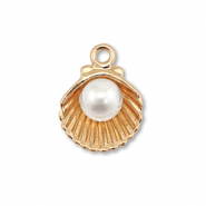 Ciondoli di metallo smalto conchiglia con perla oro-bianco