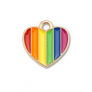Ciondoli di metallo smalto cuore oro-multicolore