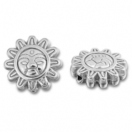 Perline in acciaio inossidabile fiore con faccia argento