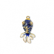 Ciondoli in ottone Eco-brass® pesce oro-blu scuro-bianco