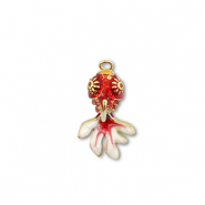 Ciondoli in ottone Eco-brass® pesce oro-rosso-bianco