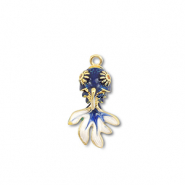 Ciondoli in ottone Eco-brass® pesce oro-blu scuro-bianco