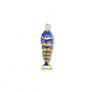 Metallo TQ in ottone ciondolo pesce oro-blu-giallo-bianco