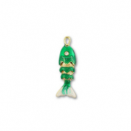 Ciondoli in ottone Eco-brass® pesce oro-verde-bianco