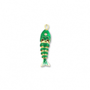 Ciondoli in ottone Eco-brass® pesce oro-verde-bianco