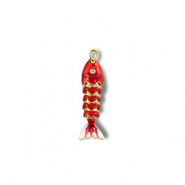 Ciondoli in ottone Eco-brass® pesce oro-rosso-bianco