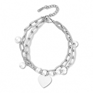 Bracciali in acciaio inossidabile cuore argento