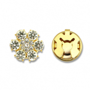 Copri bottoni in ottone Eco-brass® zircone fiore oro-cristallo