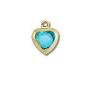 Ciondoli in acciaio inossidabile cuore oro-blu acquamarin