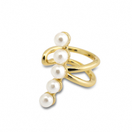 Orecchini in acciaio inossidabile ear cuff con imitazione di perle oro-bianco