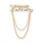 Broches leopardo oro-transparente