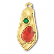 Ciondoli di metallo DQ irregolare oro (privo di nichel)-rosso-verde