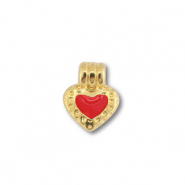 Ciondoli di metallo DQ cuore oro (privo di nichel)-rosso