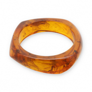Bracciali bangle in resina trasparente marrone ambra