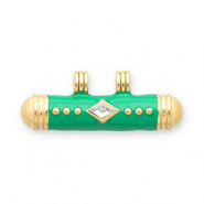 Message beads ciondoli in acciaio inossidabile oro-verde-trasparente