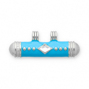Message beads ciondoli in acciaio inossidabile argento-blu-trasparente