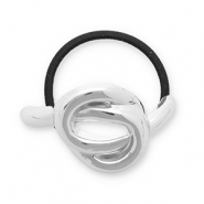 Accessori per capelli elastici per capelli con metallo nodo argento-nero