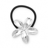 Accessori per capelli elastici per capelli con metallo fiore argento-nero