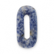 Perline in pietra naturale Sodalite e Microclino ovale blu-bianco