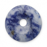 Perline in pietra naturale Sodalite e Microclino donut 16mm blu-bianco