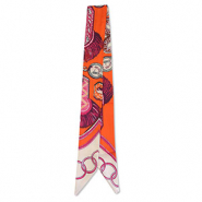 Bandana foulard con motivo arancione-magenta-beige