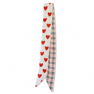 Bandana foulard con cuore/motivo rombo rosa pesca-rosso-bianco