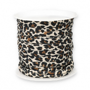 Nastro elastico cucito con stampa leopardo marrone crema-nero