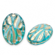 Perline in acrilico blu ottanio-oro