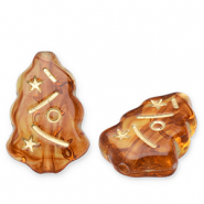 Perline in acrilico albero di Natale marrone cognac-oro