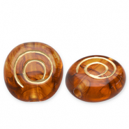 Perline in acrilico disco marrone cognac-oro