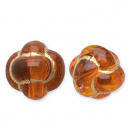 Perline in acrilico nodo Chinese marrone cognac-oro