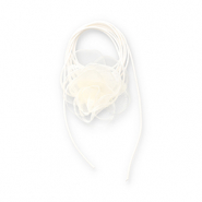 Choker con fiore in organza biancastro