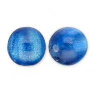 Perline in acrilico con glitterato 6 mm blu-turchese