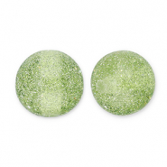 Perline in acrilico con glitterato 12 mm verde olivastro-argento