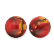 Perline in resina con glitterato 12mm rosso-oro