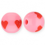 Perline in acrilico 12 mm con cuore rosa-rosso