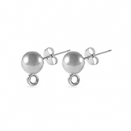 Orecchini in acciaio inossidabile con anellino 4mm argento