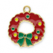 Ciondoli in acciaio inossidabile ghirlanda di natale oro-rosso-verde-giallo