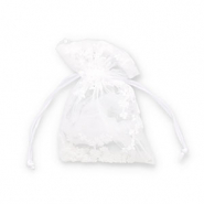 Sacchetti in organza fiore bianco