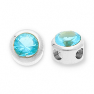 Perline in acciaio inossidabile rondella con strass argento-blu