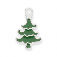 Ciondoli di metallo DQ albero di natale argento antico-verde scuro (privo di nichel)