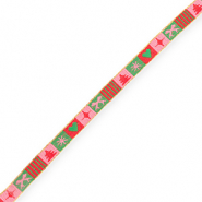 BY31® Nastro con testo Natale rosa chiaro-rosso-verde-oro