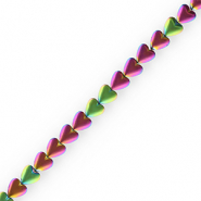 Perline di ematite cuore viola-verde-rivestimento AB