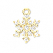 Metallo TQ in ottone ciondolo fiocco di neve oro-trasparente