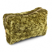 BY31® Pochette velluto con dettagli circolari cuciti verde oliva