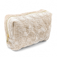 BY31® Pochette velluto con dettagli circolari cuciti beige