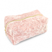 BY31® Pochette velluto con dettagli circolari cuciti rosa chiaro