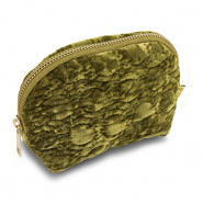 BY31® Pochette velluto con dettagli circolari cuciti verde oliva