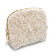 BY31® Pochette velluto con dettagli circolari cuciti beige
